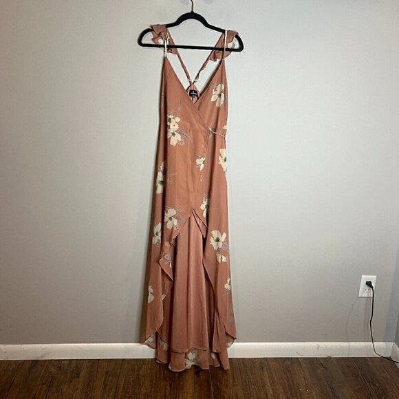 Lulu’s All Mine Rusty Rose Floral Print High-Low Wrap Dress - Picture 2 of 6
